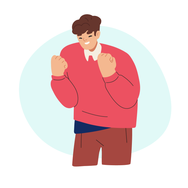 Careers at StepStones for Youth. Illustration of a young man cheering